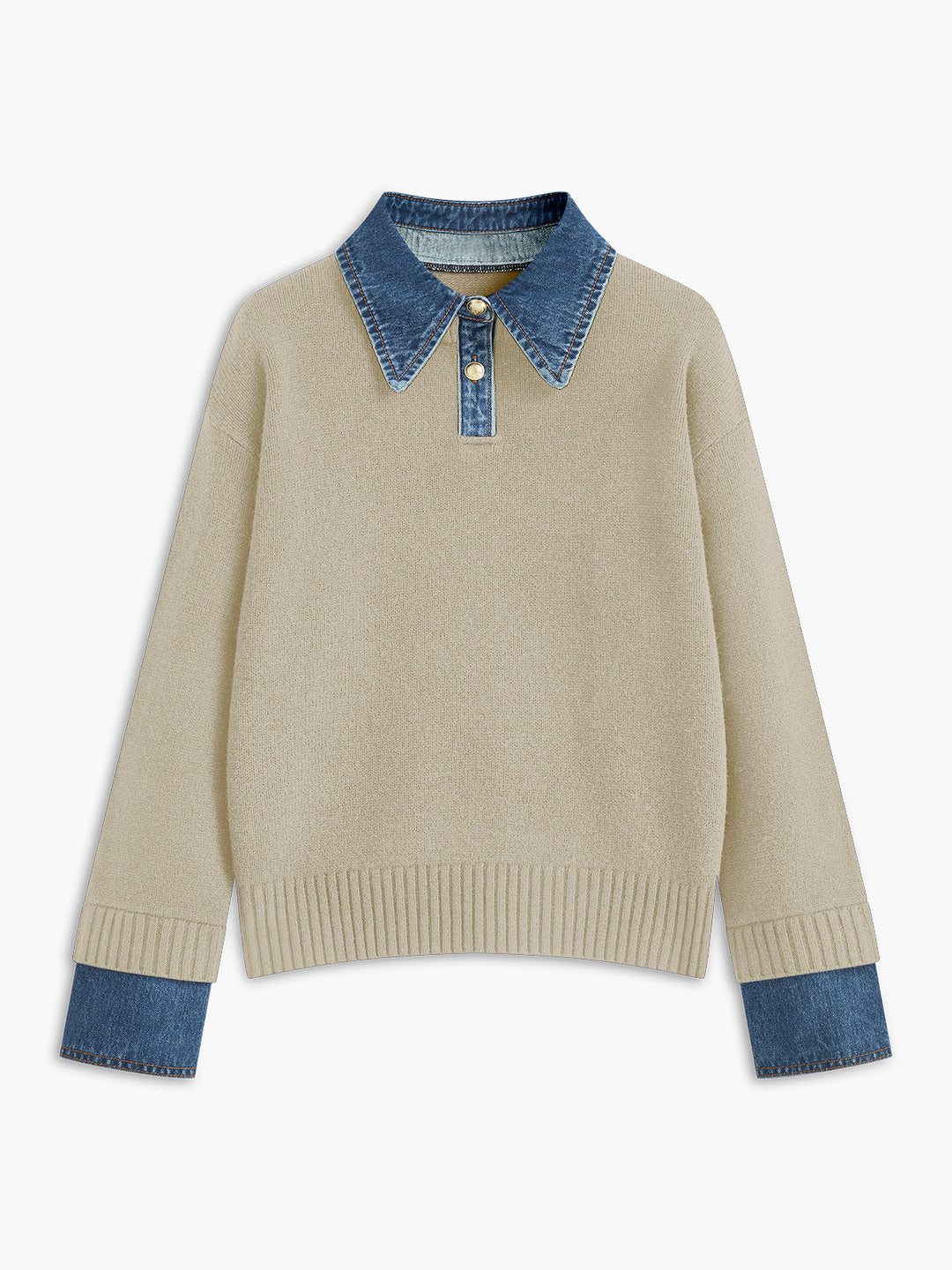 Knit Sweater Dress with Button Front and Shift Fit