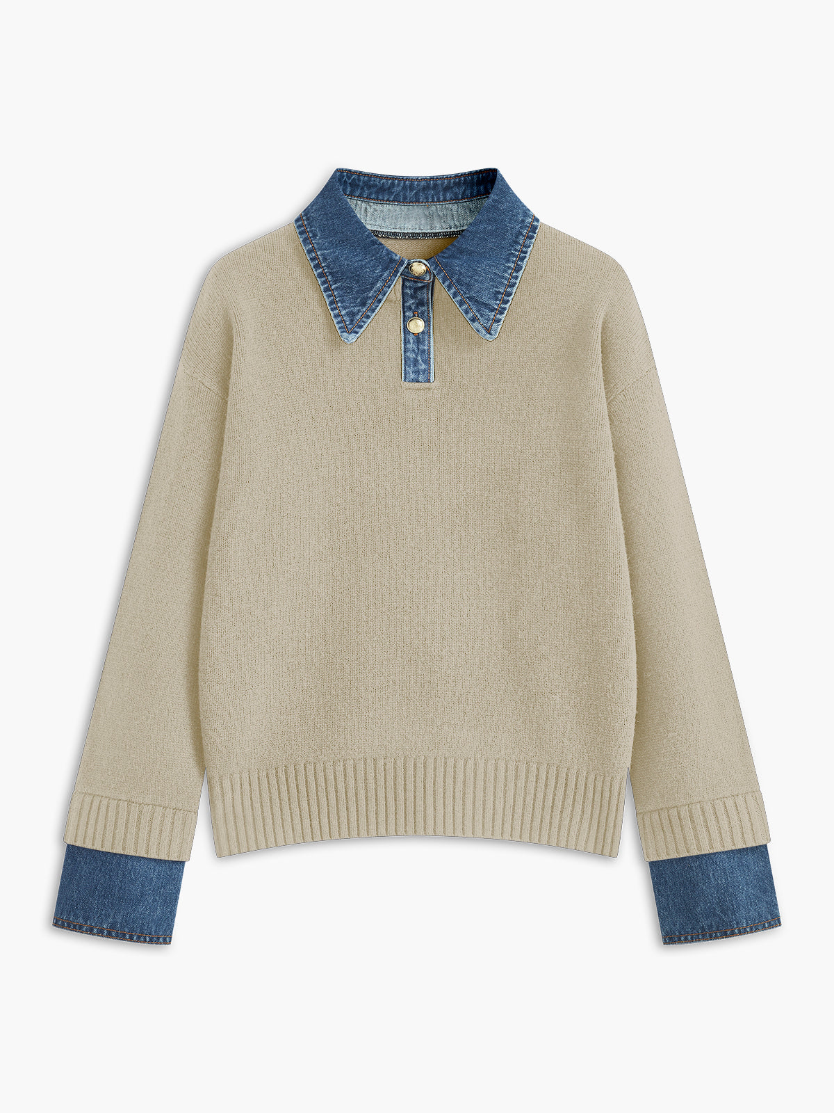 Knit Sweater Dress with Button Front and Shift Fit