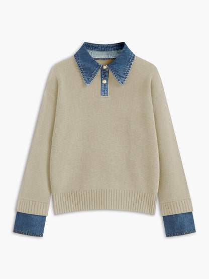 Knit Sweater Dress with Button Front and Shift Fit