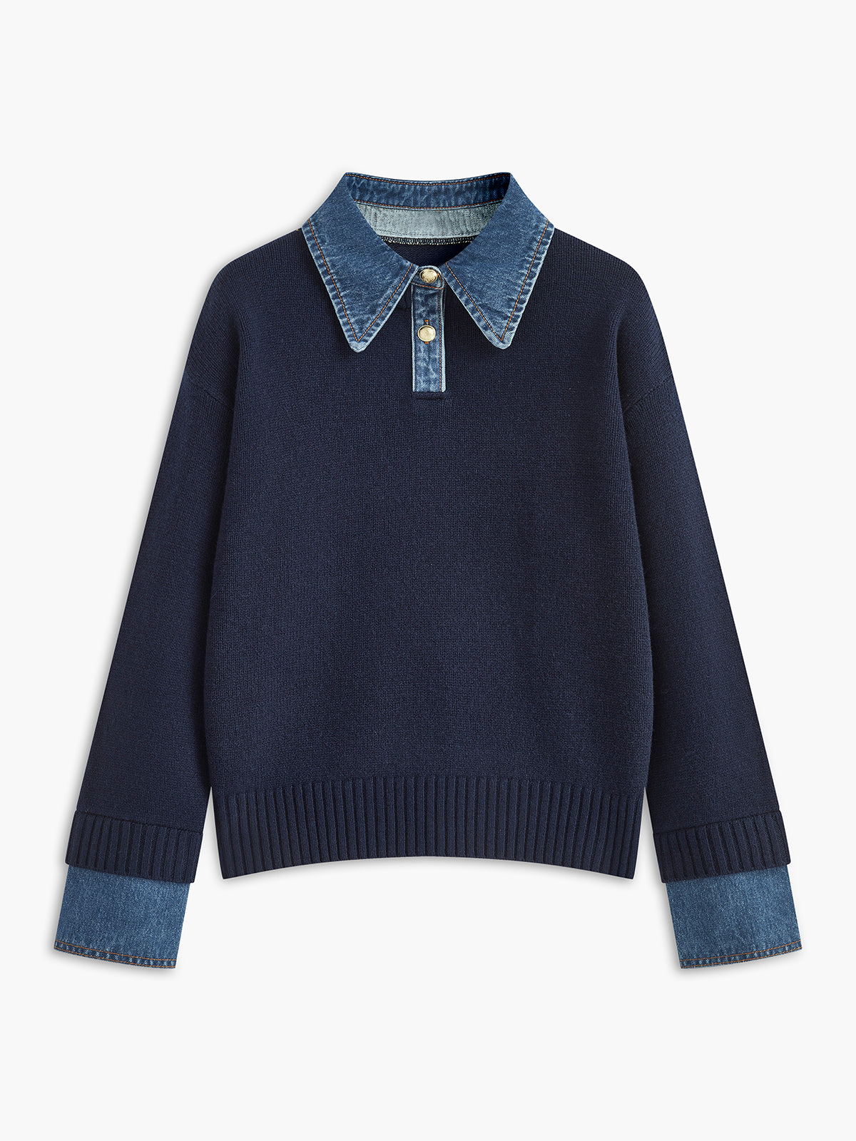 Knit Sweater Dress with Button Front and Shift Fit