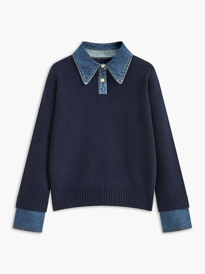 Knit Sweater Dress with Button Front and Shift Fit