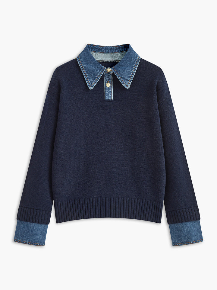 Knit Sweater Dress with Button Front and Shift Fit