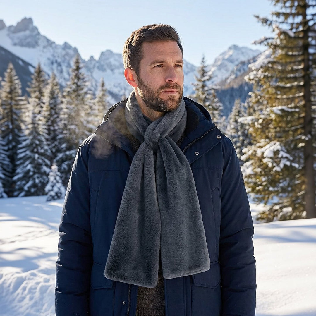 Faux Fur Pull-Through Scarf With Hidden Pocket For Winter