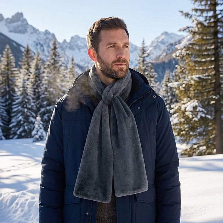 Faux Fur Pull-Through Scarf With Hidden Pocket For Winter