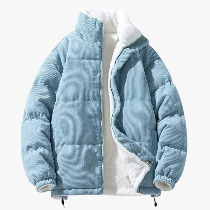 Corduroy Jacket With Fleece Lining, Warm Insulated Button Front Coat