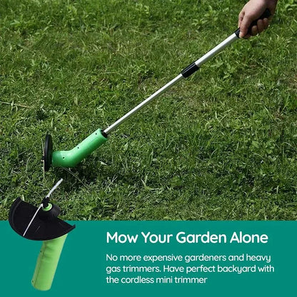 Cordless Grass Trimmer with Adjustable Extension Pole and Rotating Blade System