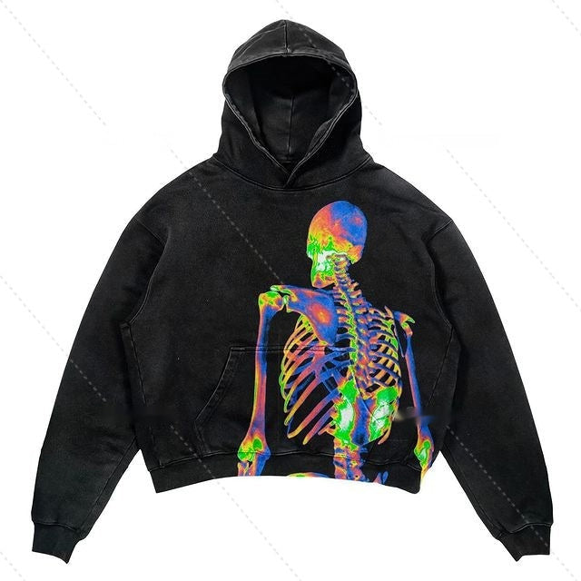 Cropped Pullover Hoodie Warm Relaxed Fit Polyester Streetwear