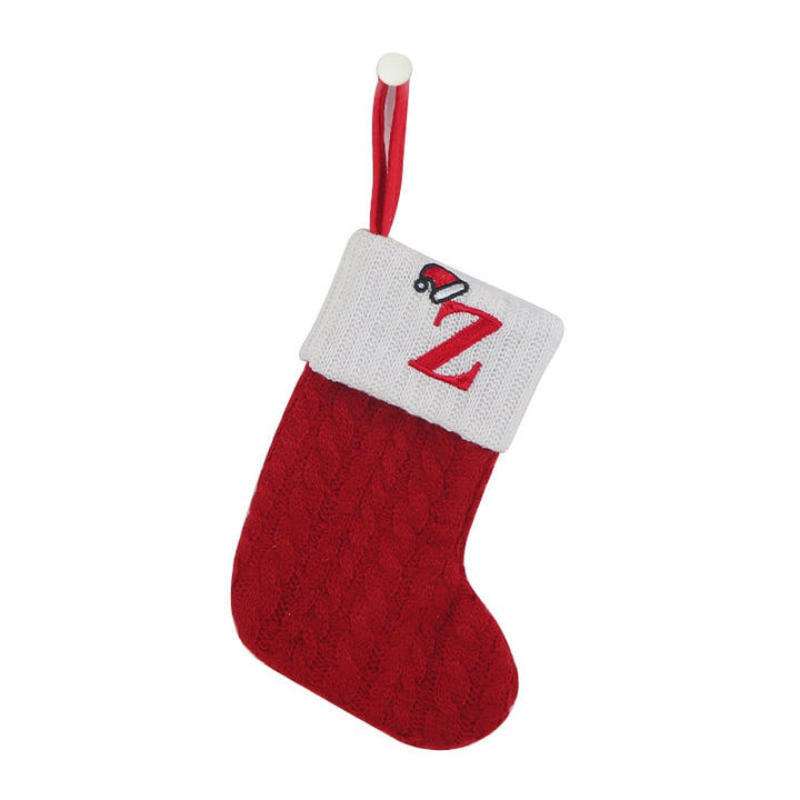 Cozy Knit Socks With Embroidered Candy Gift Bag And Letter Christmas Stocking