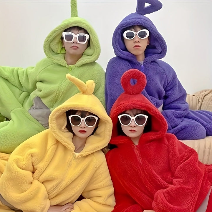 Onesie Costume Cartoon Pajamas With Hood And Glasses For Halloween Parties
