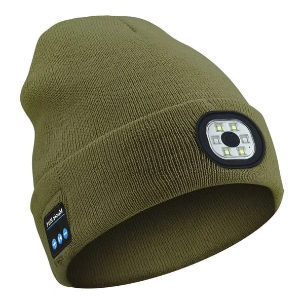 Wireless Beanie with Front LED Light and Bluetooth Speakers