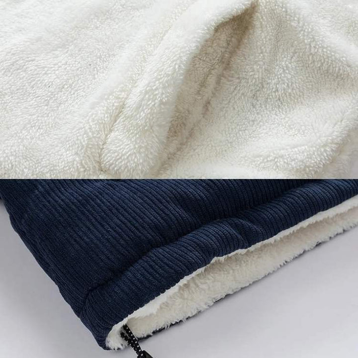 Corduroy Jacket With Fleece Lining, Warm Insulated Button Front Coat