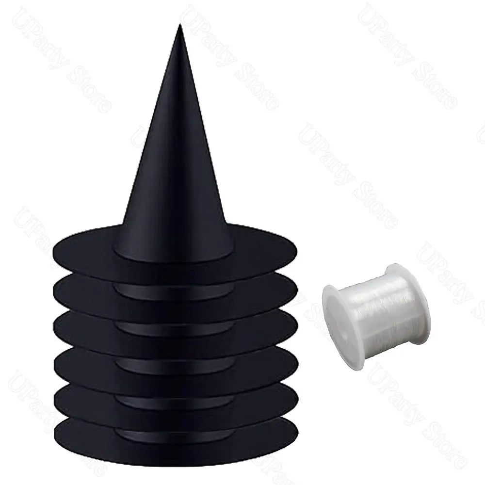 Hanging Witch Hats Bulk Black With Rope For Porch Decorations And Favors