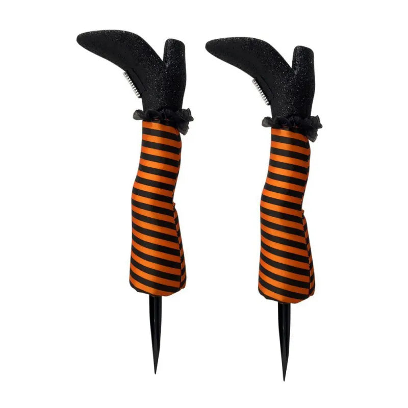 Witch Legs Yard Stakes 2-Pack Upside-Down Boots Lawn Decoration