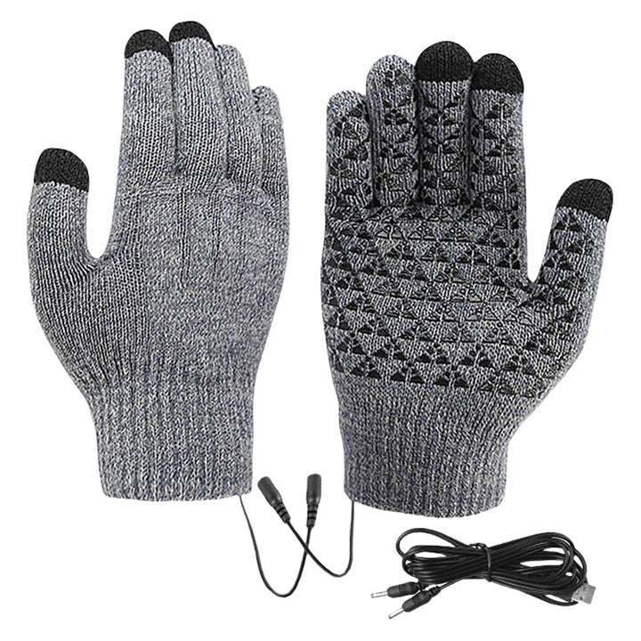 Heated Gloves with Three-Finger Touchscreen and Silicone Grip Pattern