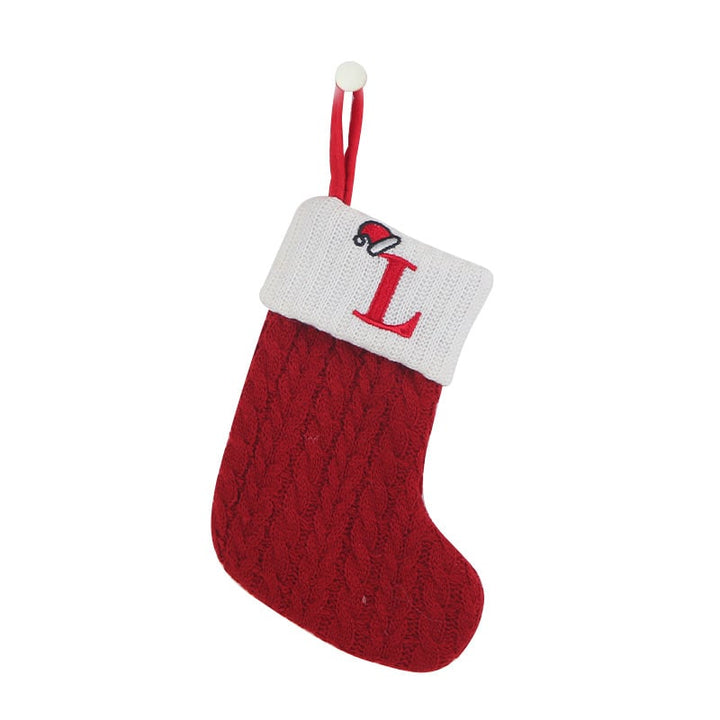 Cozy Knit Socks With Embroidered Candy Gift Bag And Letter Christmas Stocking