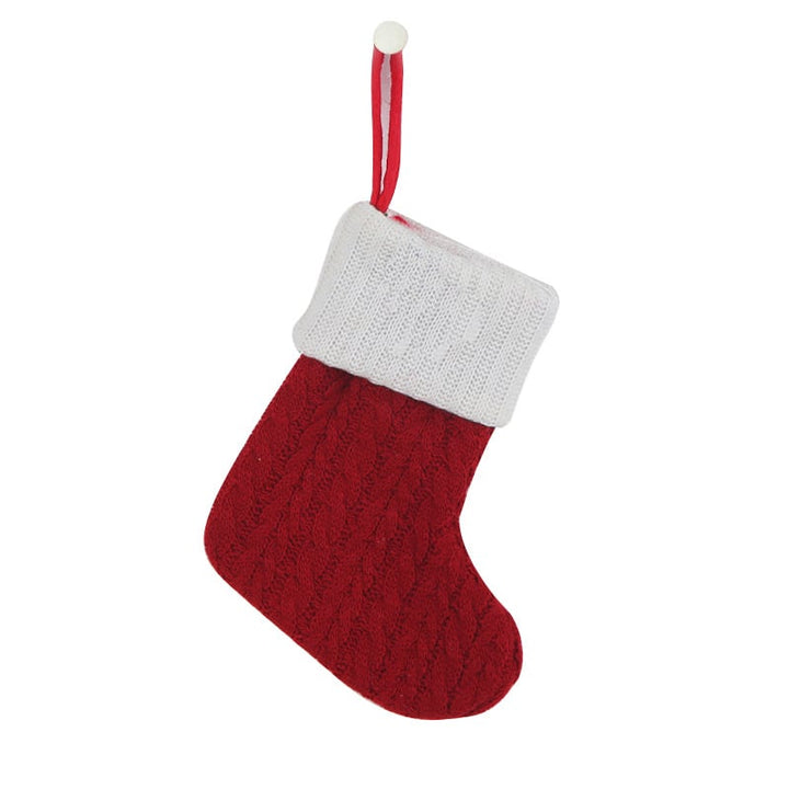 Cozy Knit Socks With Embroidered Candy Gift Bag And Letter Christmas Stocking
