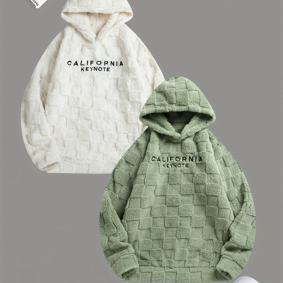 Embroidered Fleece Hoodie Unisex Loose-Fit Winter Plush Comfort Sweatshirt For Daily Wear