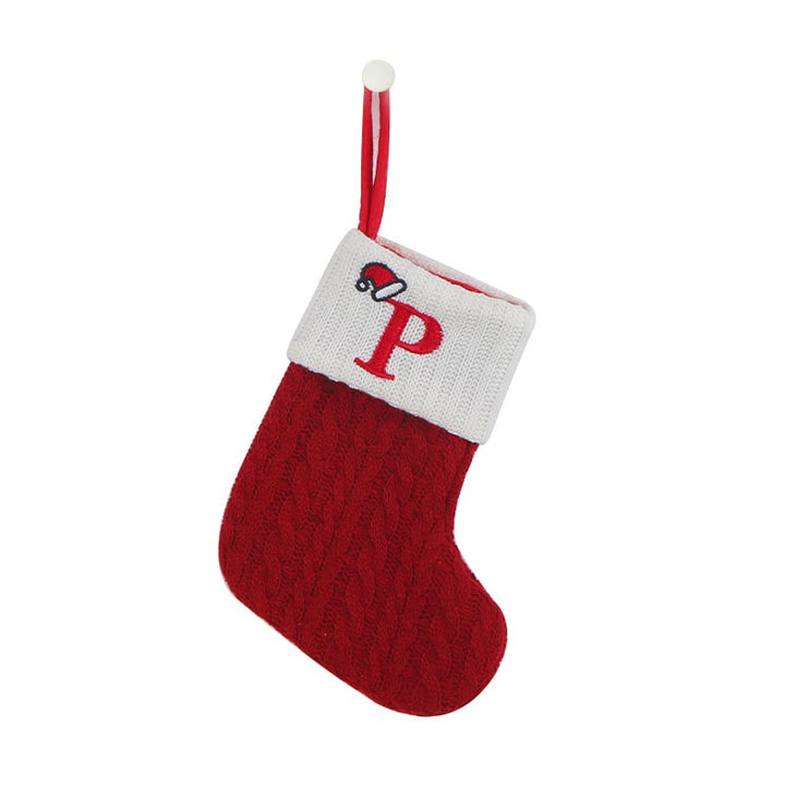 Cozy Knit Socks With Embroidered Candy Gift Bag And Letter Christmas Stocking