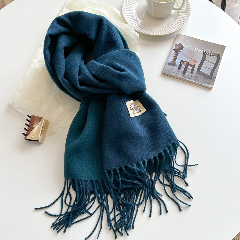 Cashmere Scarf For Women Reversible Fringed Warm Winter Wrap
