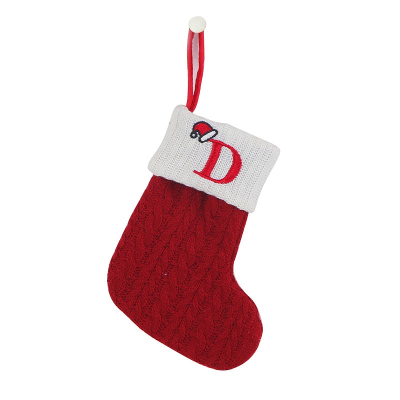 Cozy Knit Socks With Embroidered Candy Gift Bag And Letter Christmas Stocking