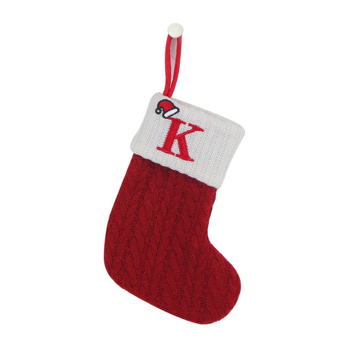 Cozy Knit Socks With Embroidered Candy Gift Bag And Letter Christmas Stocking