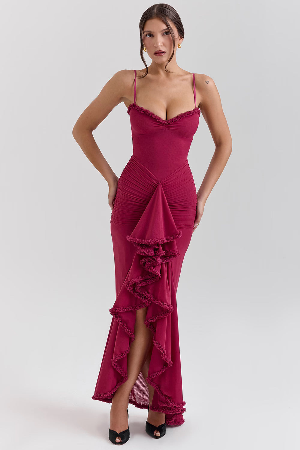 ROSALIE MAXI DRESS - BERRY RED