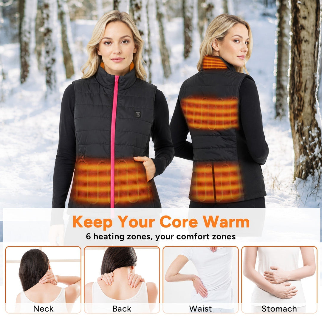 Heated Vest for Women with Six Heating Zones and Three Temperature Settings