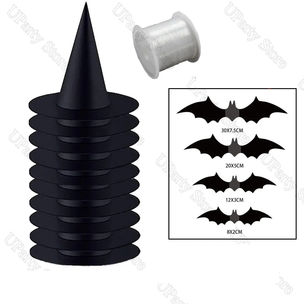 Hanging Witch Hats Bulk Black With Rope For Porch Decorations And Favors