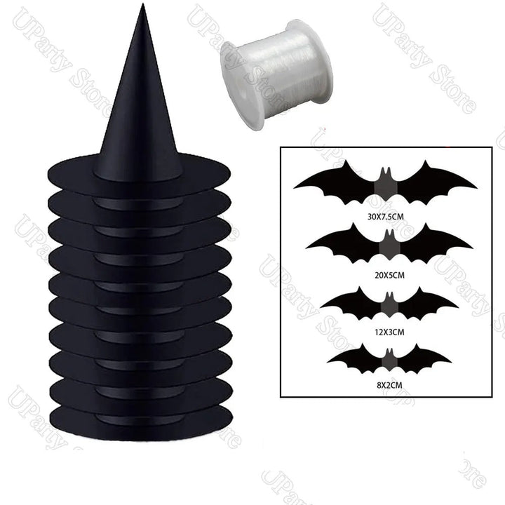 Hanging Witch Hats Bulk Black With Rope For Porch Decorations And Favors