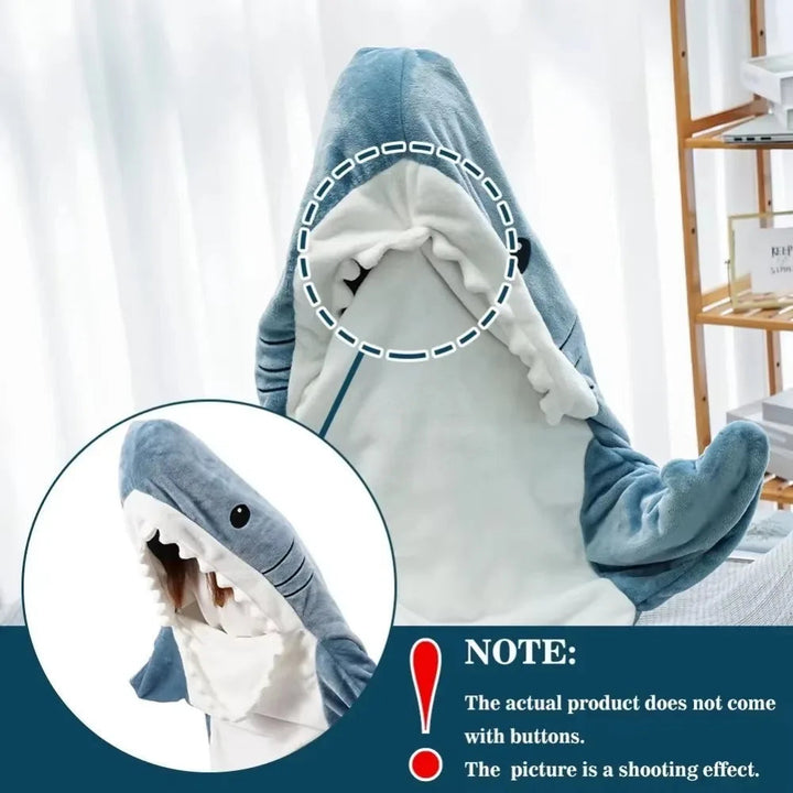 Hooded Blanket With Soft Flannel Shark Design For Kids And Adults