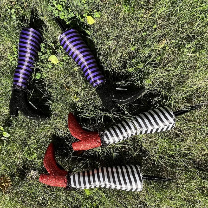 Witch Legs Yard Stakes 2-Pack Upside-Down Boots Lawn Decoration