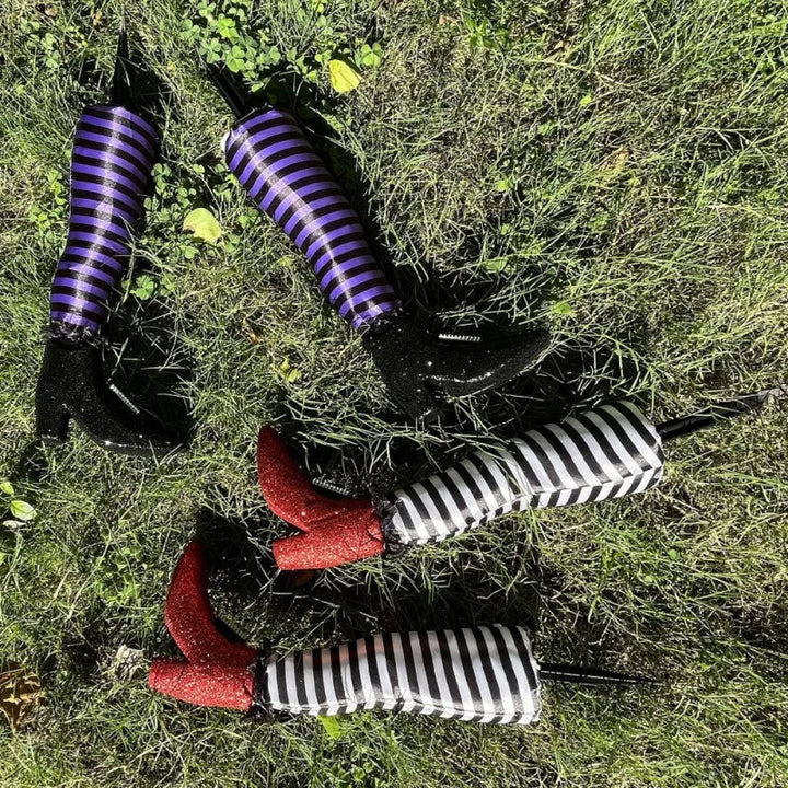 Witch Legs Yard Stakes 2-Pack Upside-Down Boots Lawn Decoration