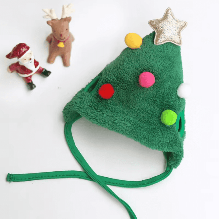 Christmas Tree Pom-Pom Hat Cute Knit Winter Beanie For Pets