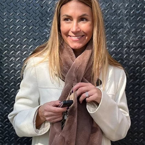Faux Fur Pull-Through Scarf With Hidden Pocket For Winter