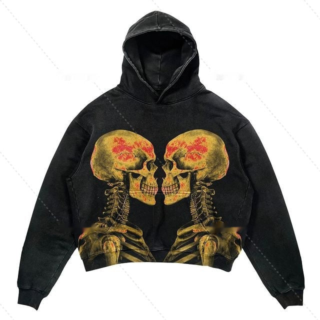 Cropped Pullover Hoodie Warm Relaxed Fit Polyester Streetwear