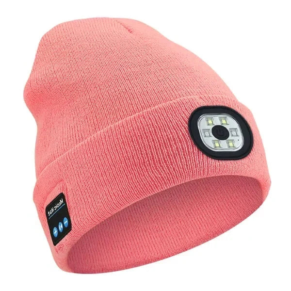 Wireless Beanie with Front LED Light and Bluetooth Speakers