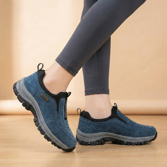 Wide Toe Box Walking Shoes for Women with Arch Design and Slip On Style