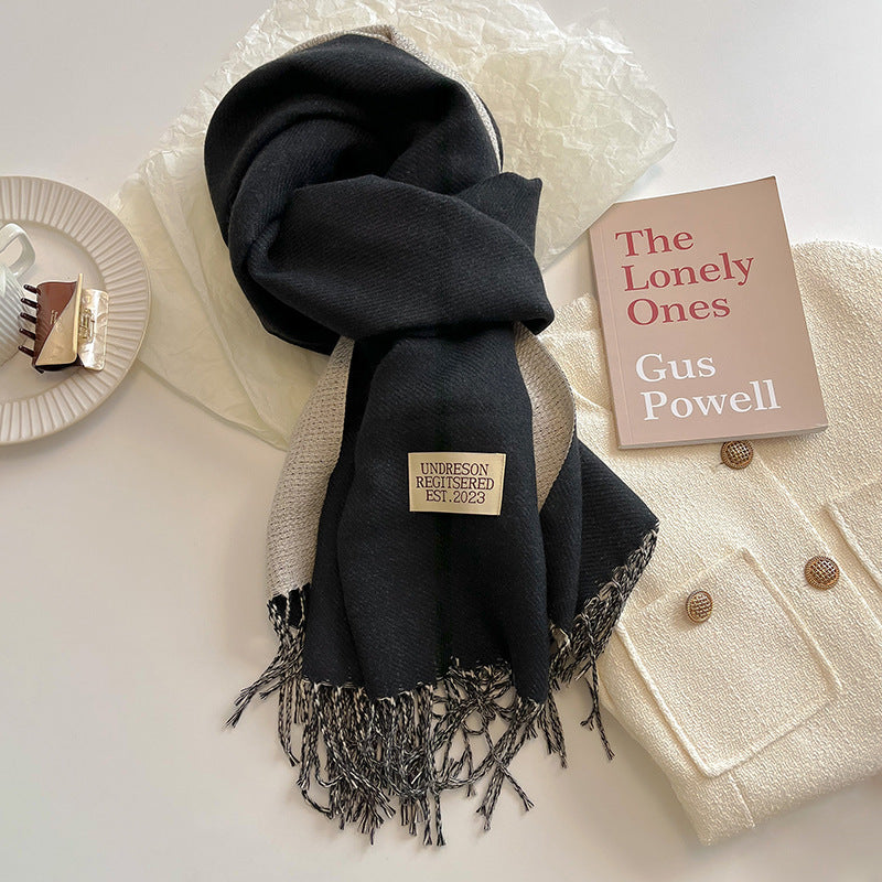 Cashmere Scarf For Women Reversible Fringed Warm Winter Wrap