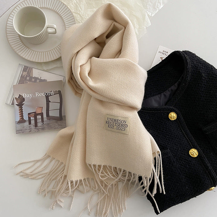 Cashmere Scarf For Women Reversible Fringed Warm Winter Wrap