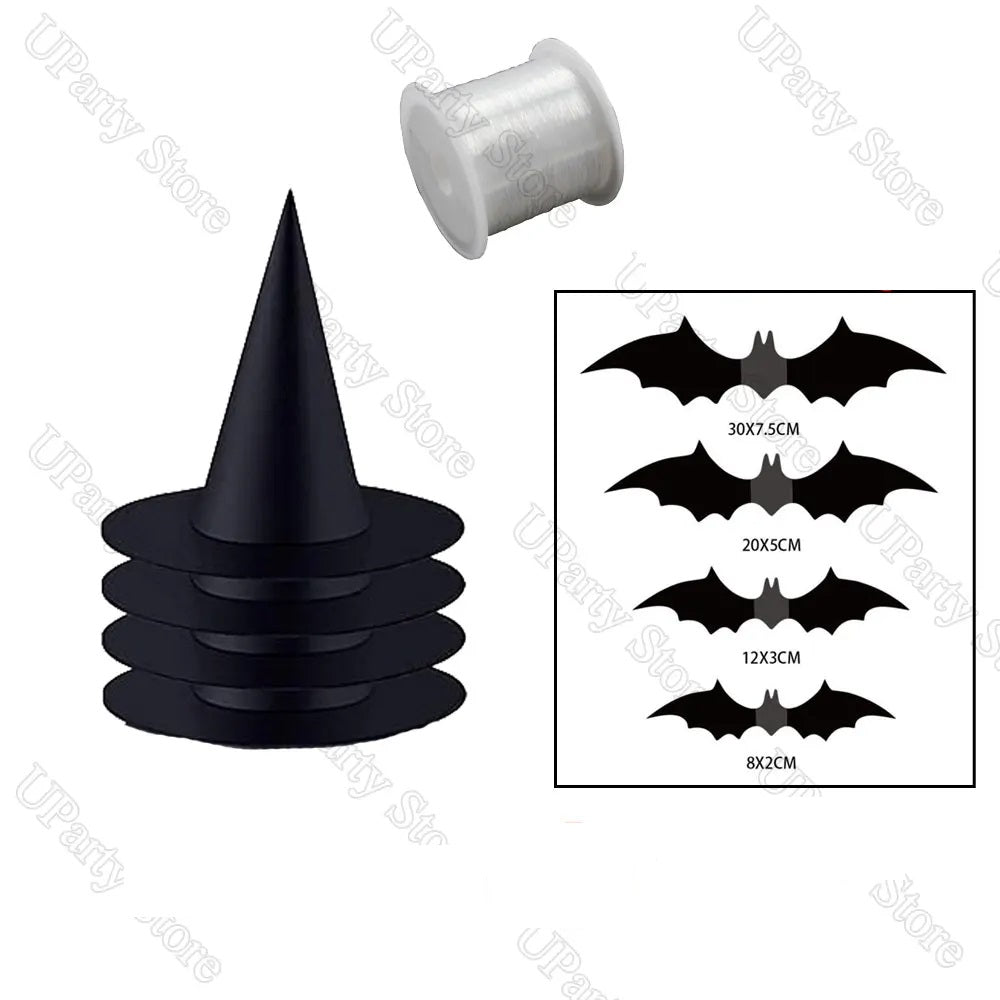 Hanging Witch Hats Bulk Black With Rope For Porch Decorations And Favors