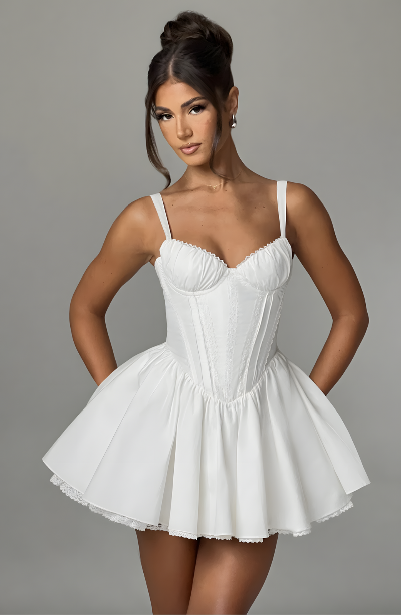 ELLA MINI DRESS - FROSTED WHITE