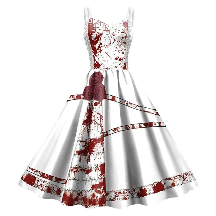 Halloween Skeleton Rose Dress Women&