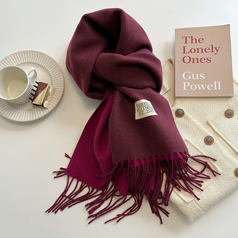Cashmere Scarf For Women Reversible Fringed Warm Winter Wrap