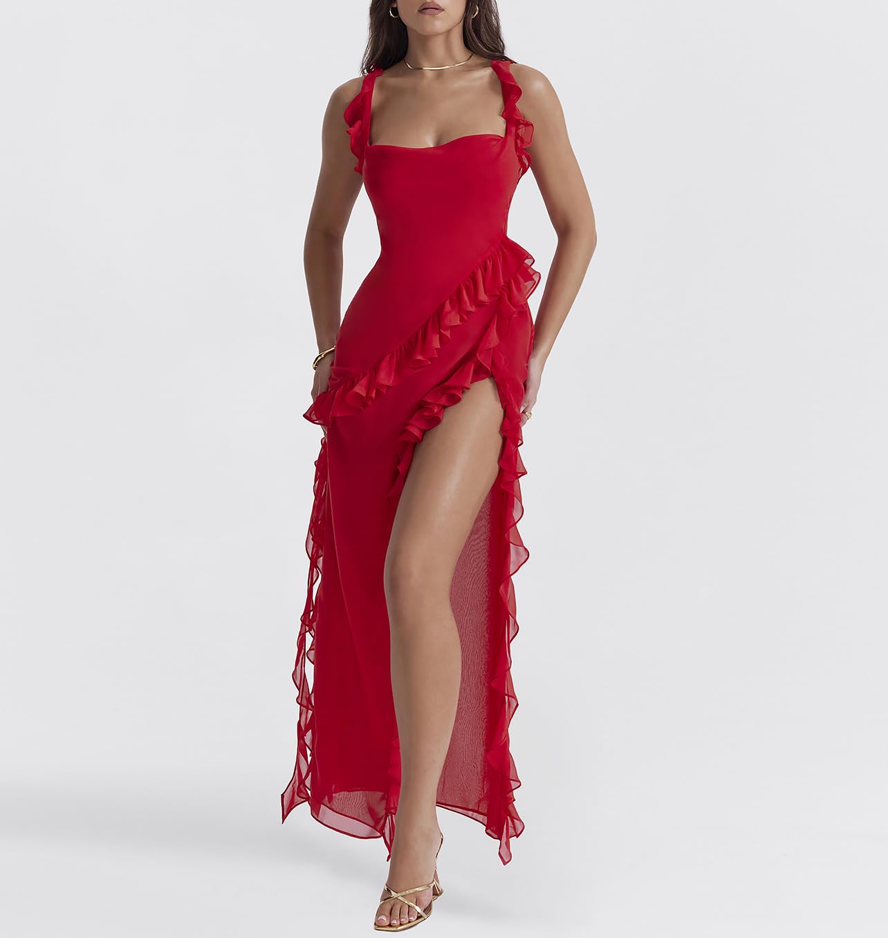 VANESSA MIDI DRESS - RUBY RED