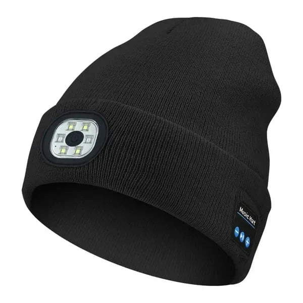 Wireless Beanie with Front LED Light and Bluetooth Speakers