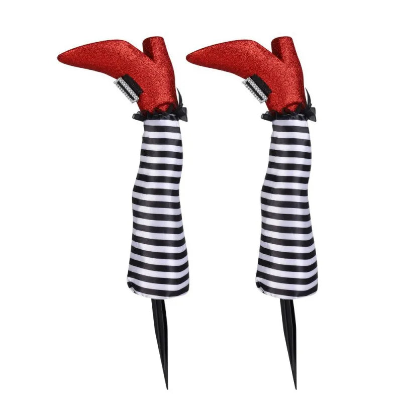Witch Legs Yard Stakes 2-Pack Upside-Down Boots Lawn Decoration