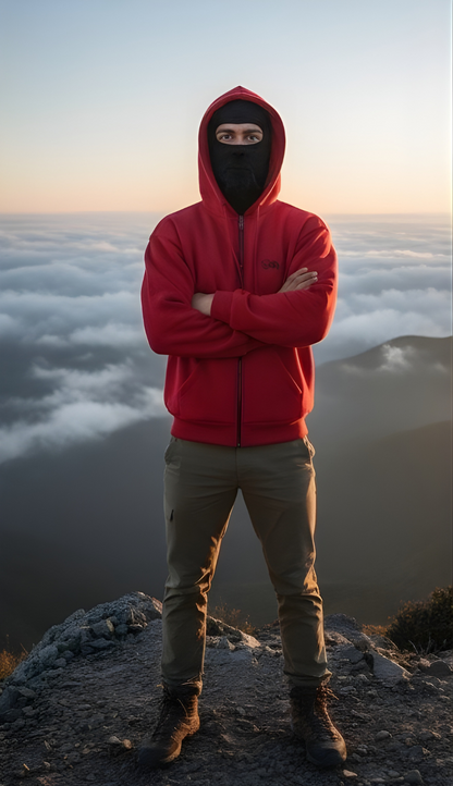 Men's Balaclava Zip Hoodie Warm Hooded Sweatshirt With Built-In Face Mask