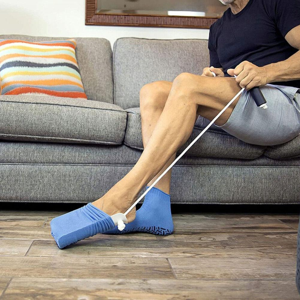 Sock Aid with Foam Grip Handle and Polypropylene Frame for Seated Dressing