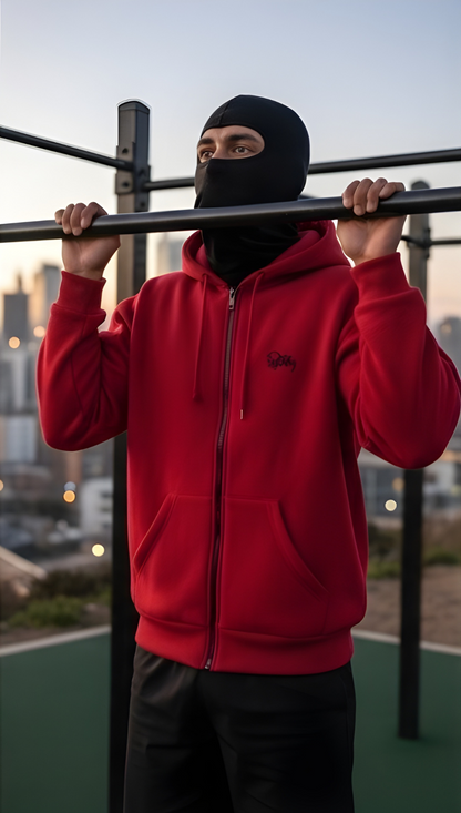 Men's Balaclava Zip Hoodie Warm Hooded Sweatshirt With Built-In Face Mask