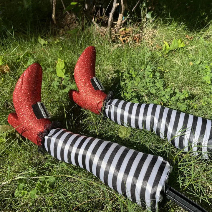 Witch Legs Yard Stakes 2-Pack Upside-Down Boots Lawn Decoration